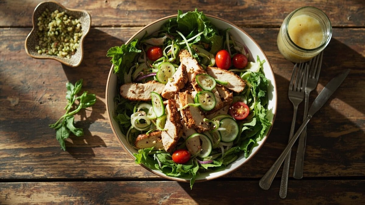 losing weight mistakes to avoid - balanced salad bowl with vinaigrette