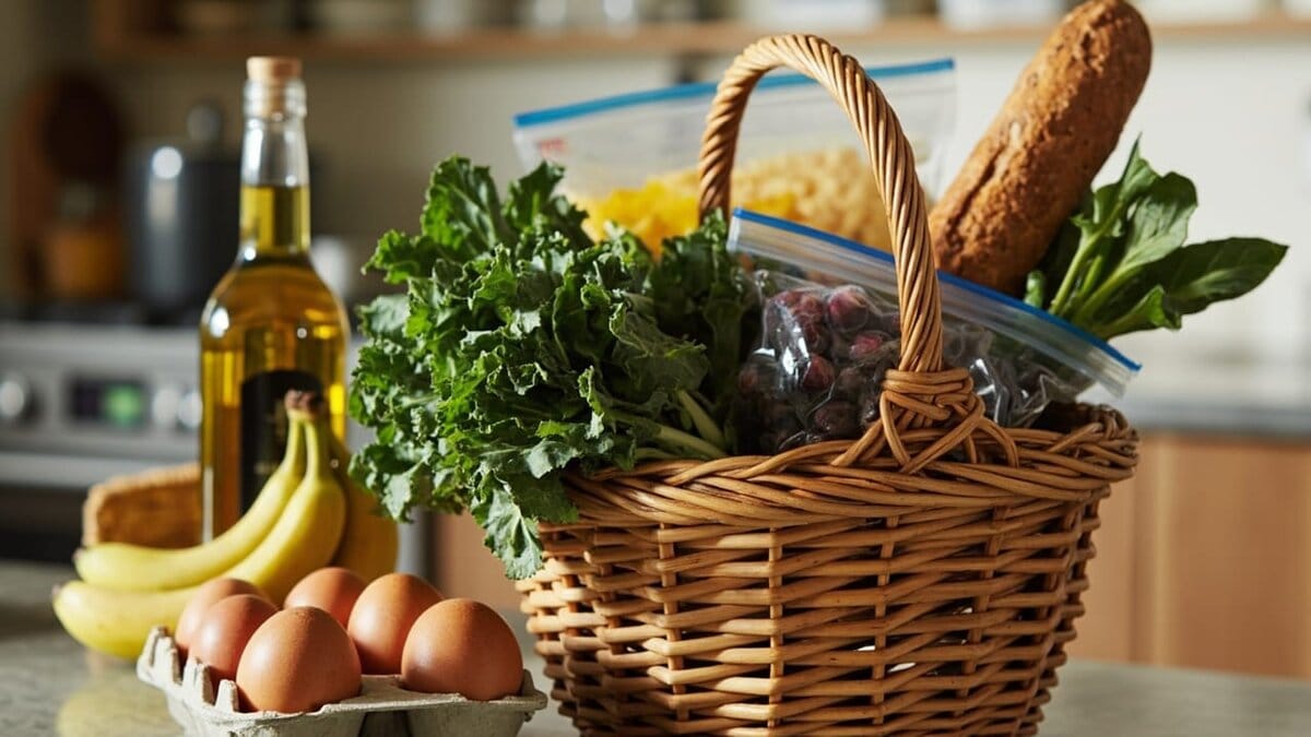 proven nutritious meals strategies — basket of fresh groceries for weekly meal prep