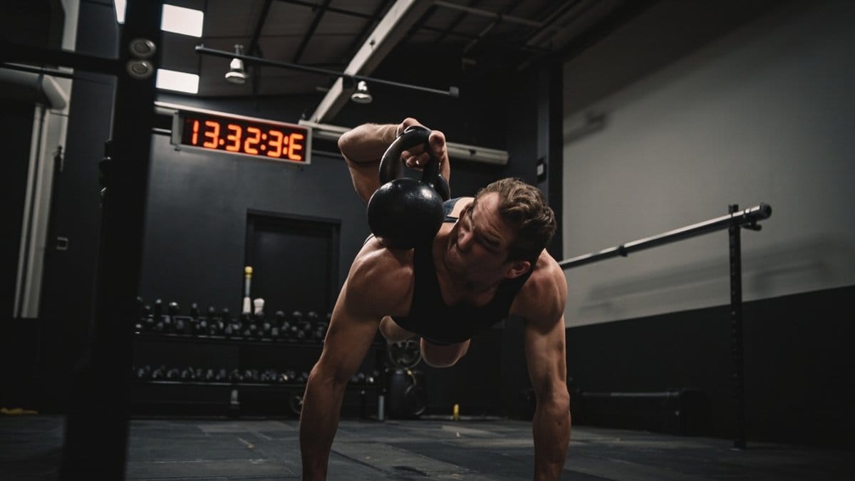 proven workout programs strategies - adult performing kettlebell swings during hiit session