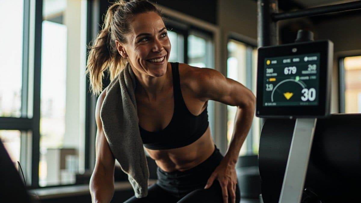rowing machine workout monitor tracking realistic photo
