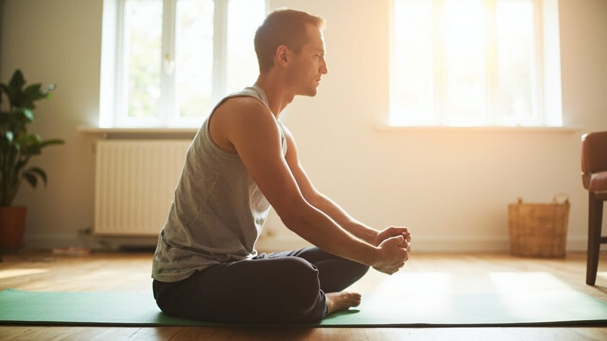 best exercises to lose belly fat at home - seated recovery stretch on yoga mat