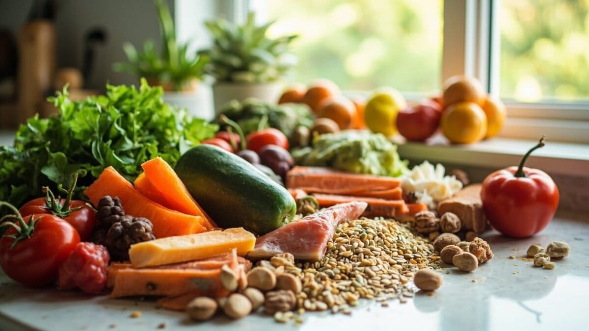 nutritional diet mistakes to avoid closing image - kitchen counter whole ingredients