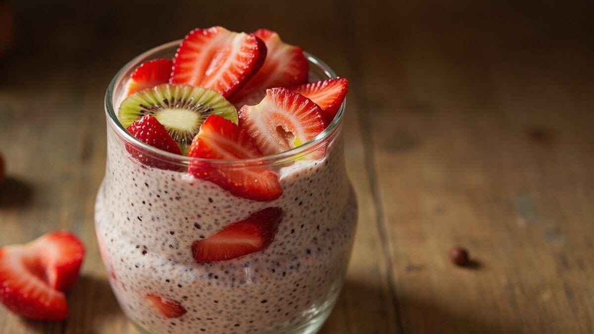 Low glycemic breakfast recipes - chia pudding in a glass jar