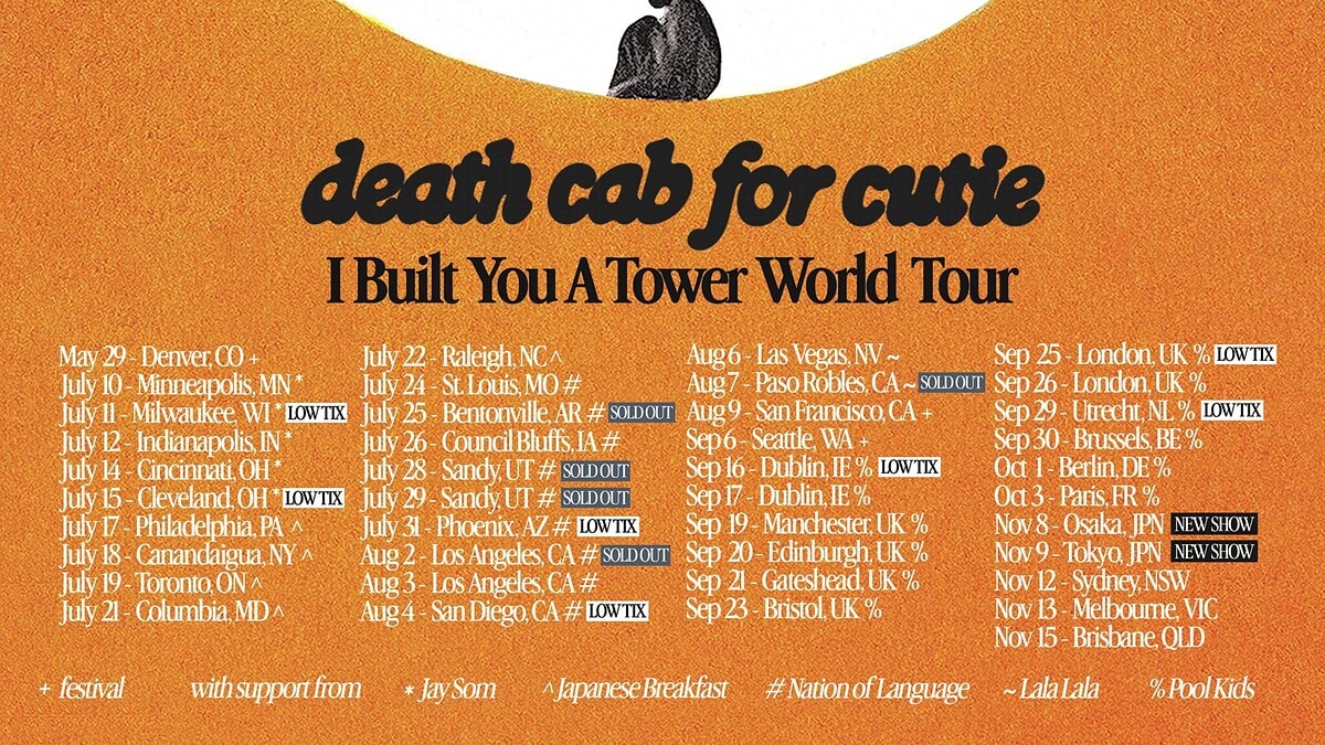 Death Cab for Cutie 演出公布:11/8 大阪、11/9 東京