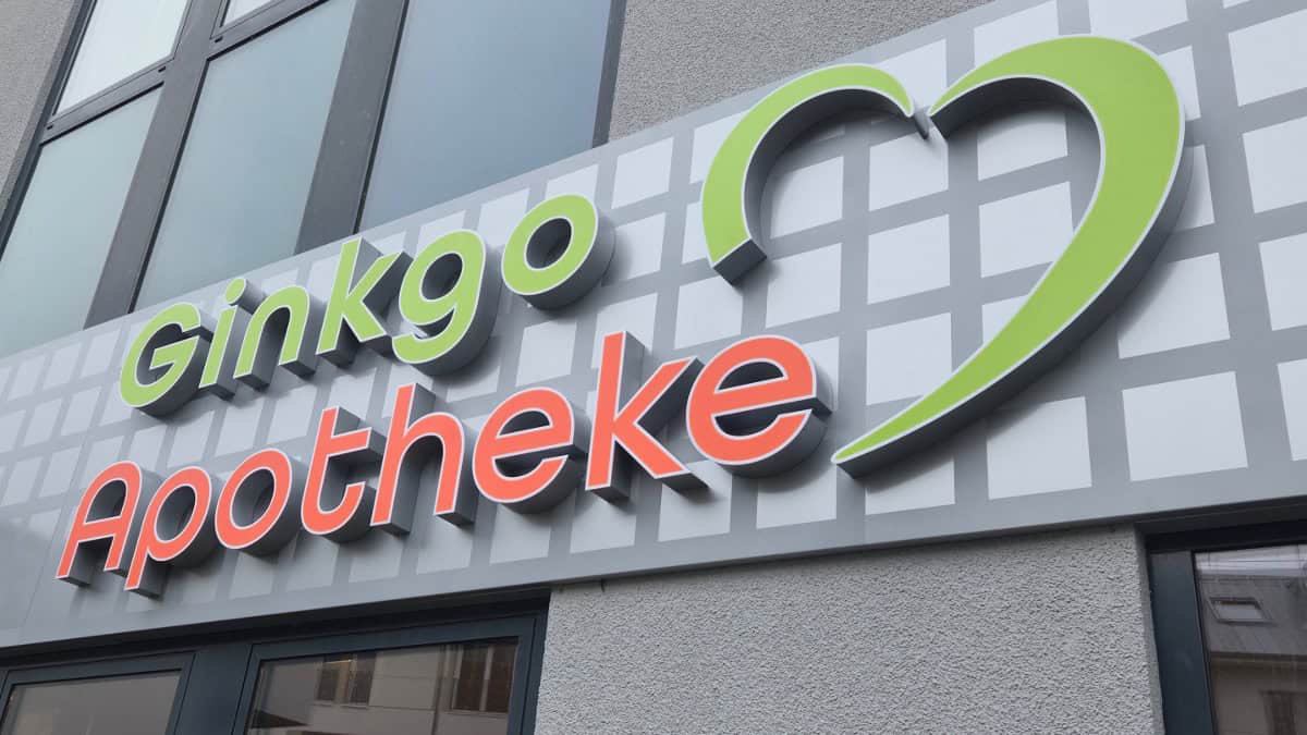 Das Logo der Ginkgo Apotheke in Hamm.