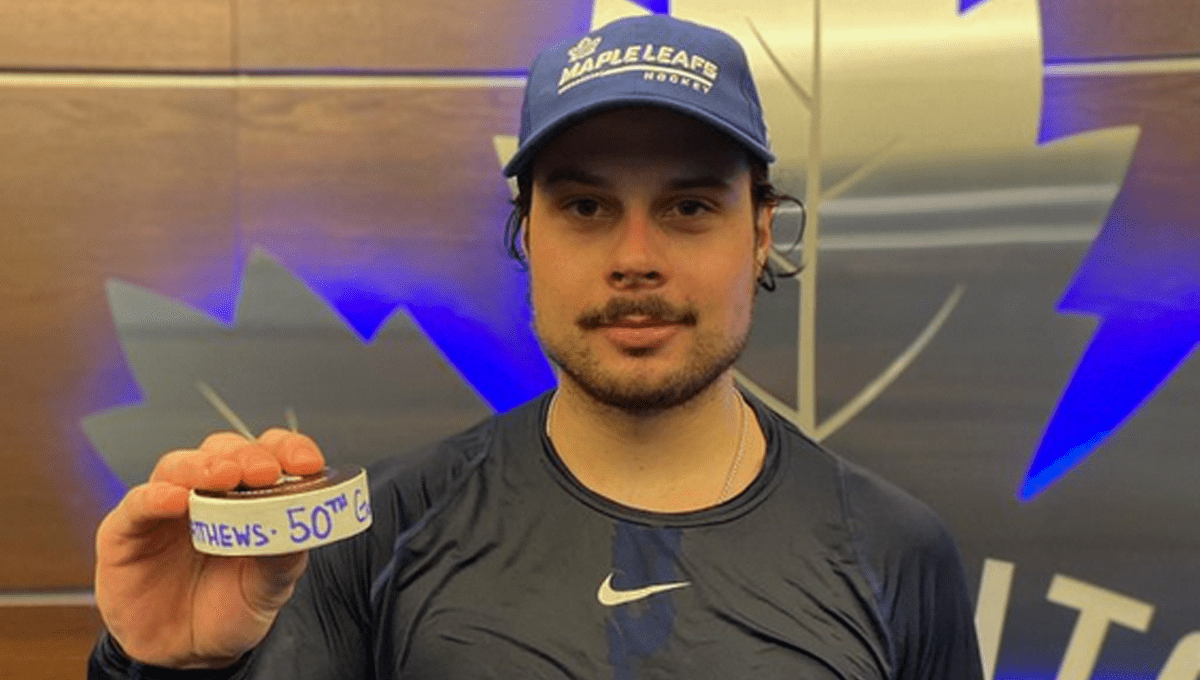 Auston Matthews becomes fourth player in Maple Leafs history to score 50 goals