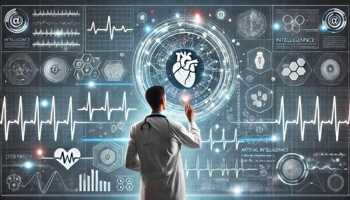 Ilustración del crecimiento exponencial de la IA en la medicina, destacando su uso en la detección de enfermedades oculares y su impacto en la reducción de la ceguera