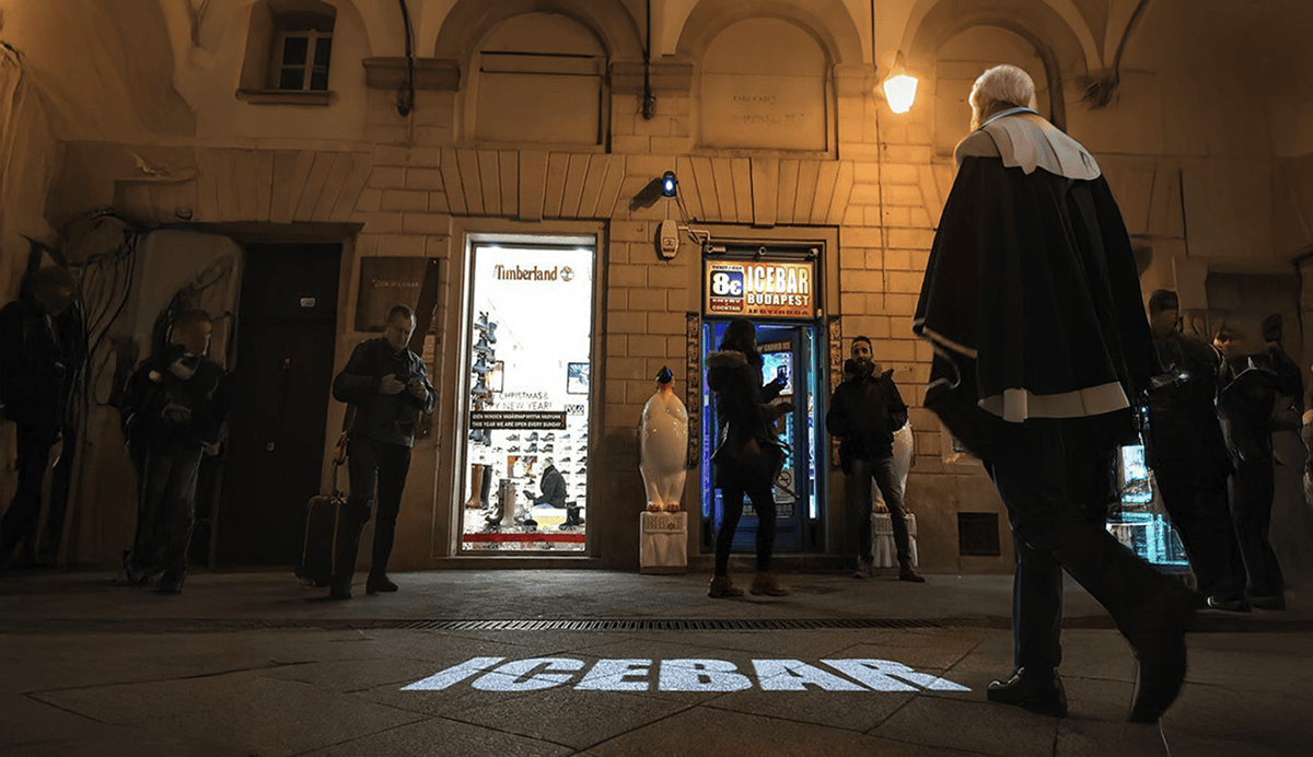 How Noparde’s Rotating GOBO Logo Projector Turns Any Urban Storefront Into a Branding Magnet