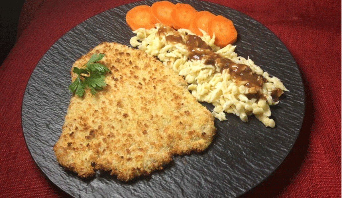 National Schnitzel Day: Baked Schnitzel with Spaetzle recipe