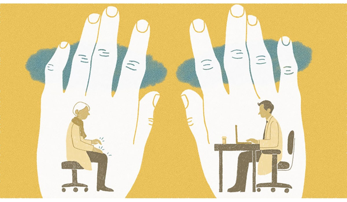 Two Hands Doctor Patient Yellow
