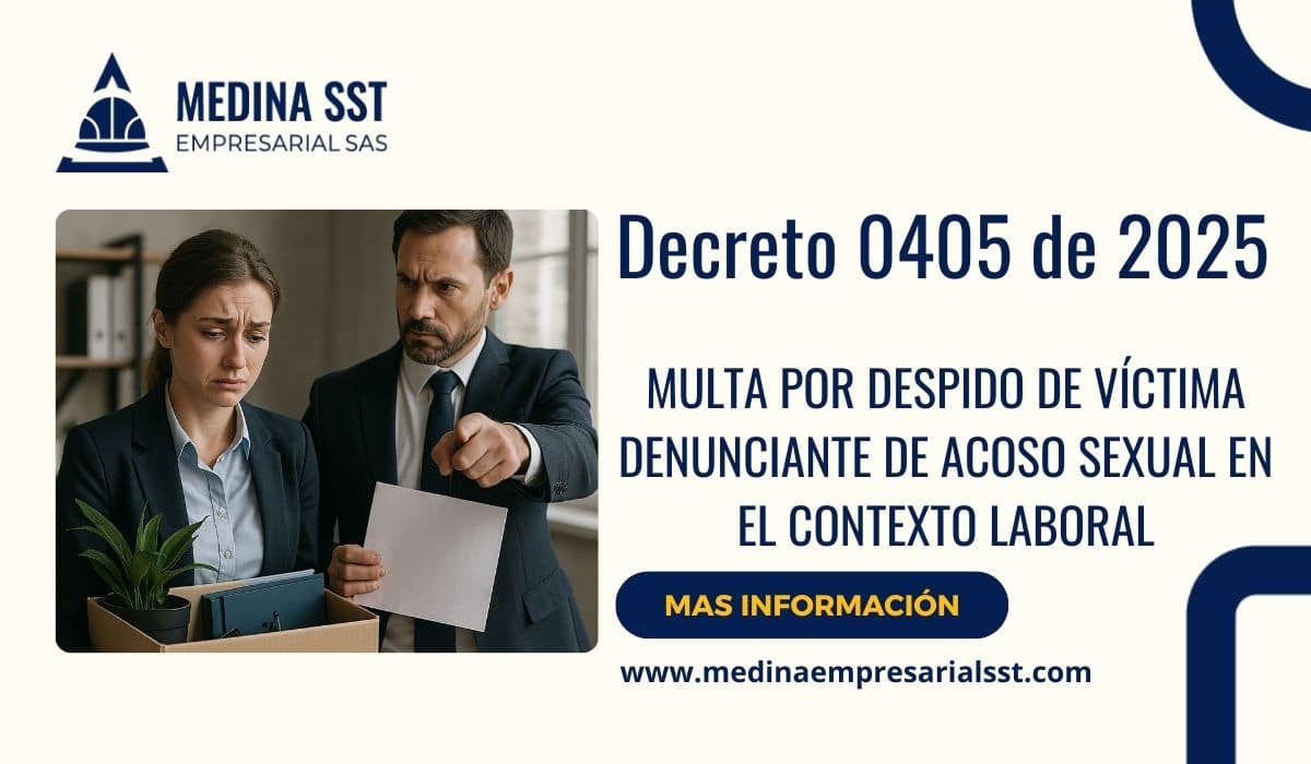 Mujer siendo despedida por un hombre en oficina, imagen ilustrativa sobre despidos laborales en contexto de acoso sexual, relacionada con el Decreto 0405 de 2025.