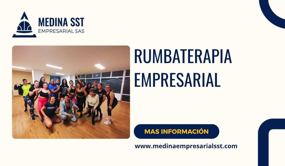 Personas participando en una sesión de rumbaterapia dentro de una empresa