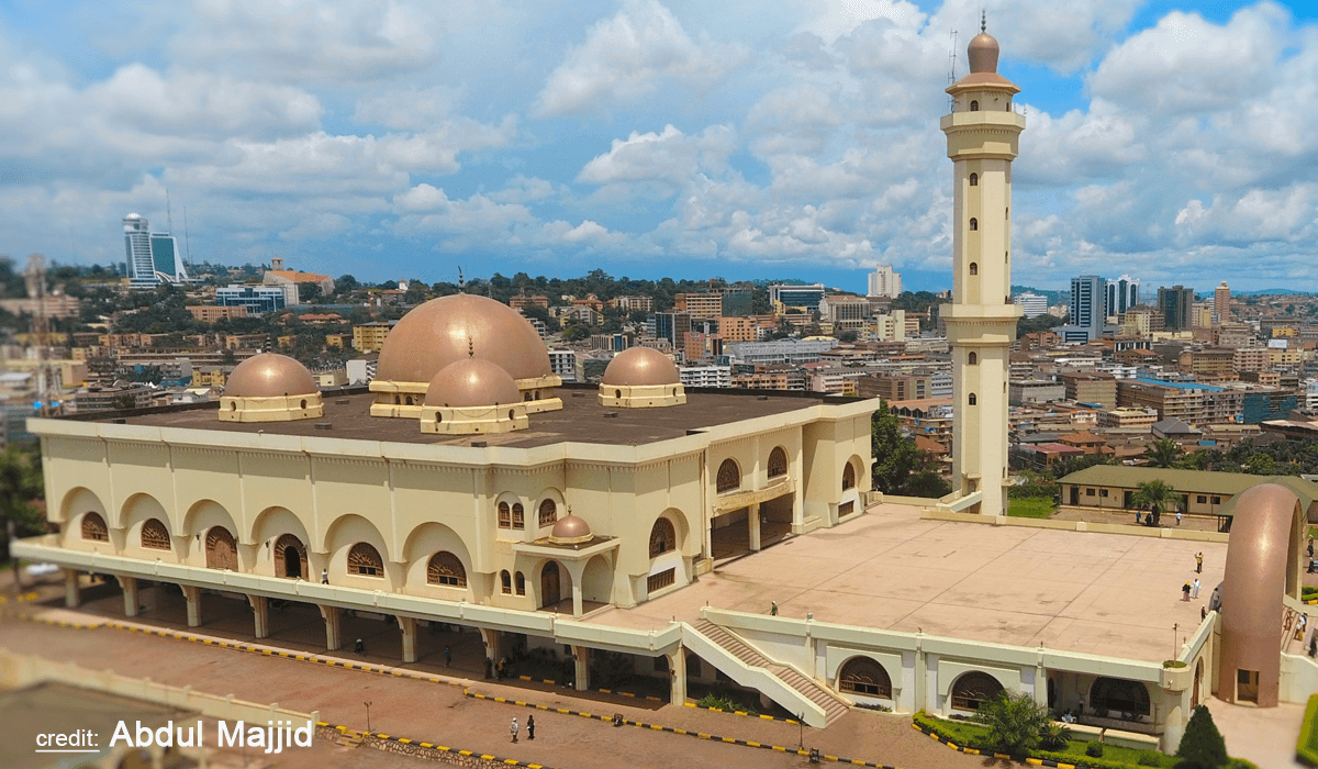 View of Kampala city and Uganda National Mosque.