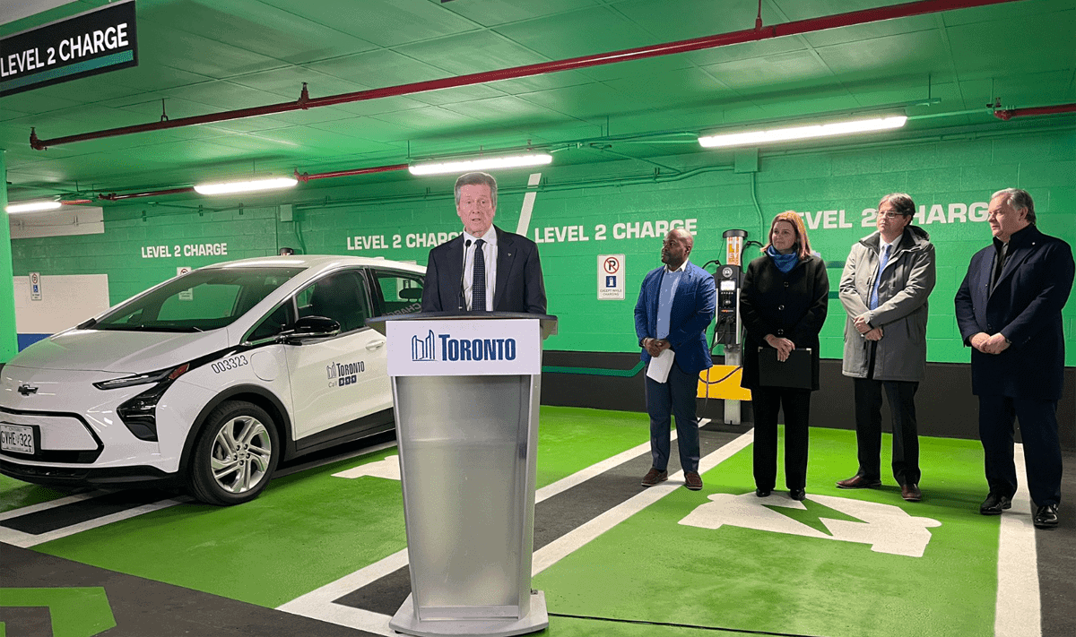 Mayor John Tory introduces new Green P charging stations