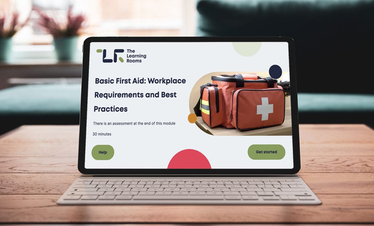 Screenshot of Basic First Aid eLearning course title slide.