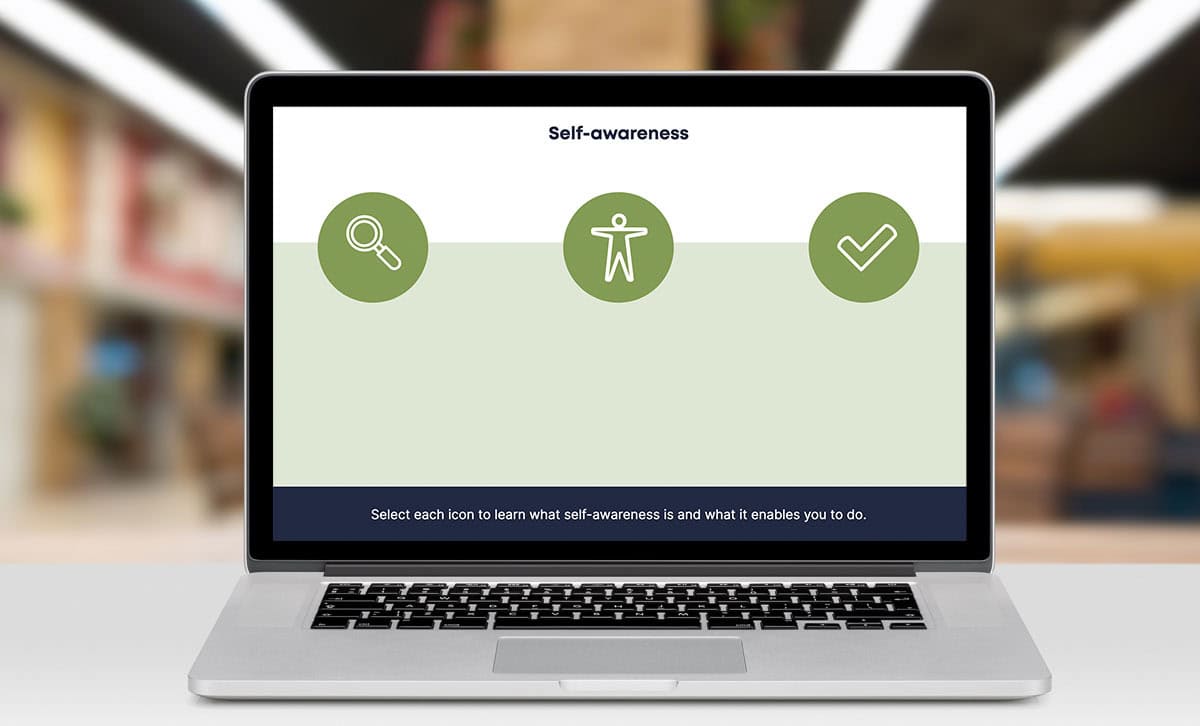 Screenshot of self-awarness slide in Emotional Intelligence at Work online course