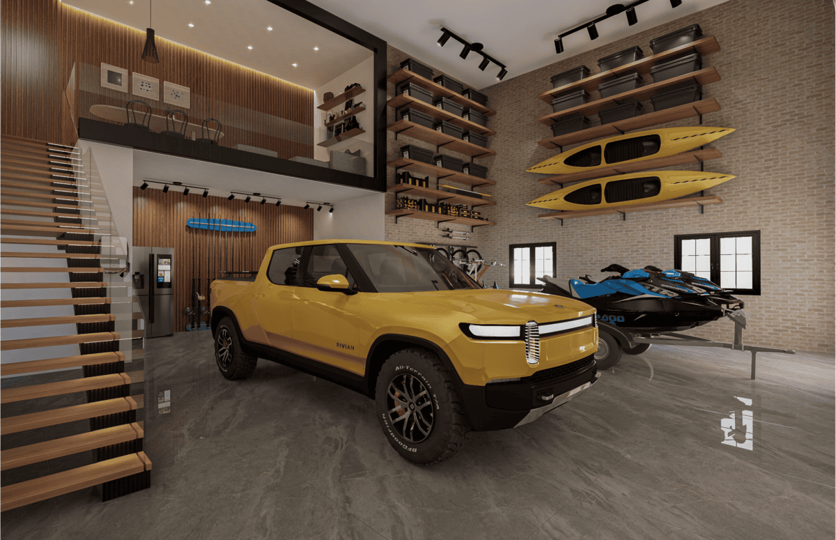 Car and Jetski Rendering Interior Of The Unit