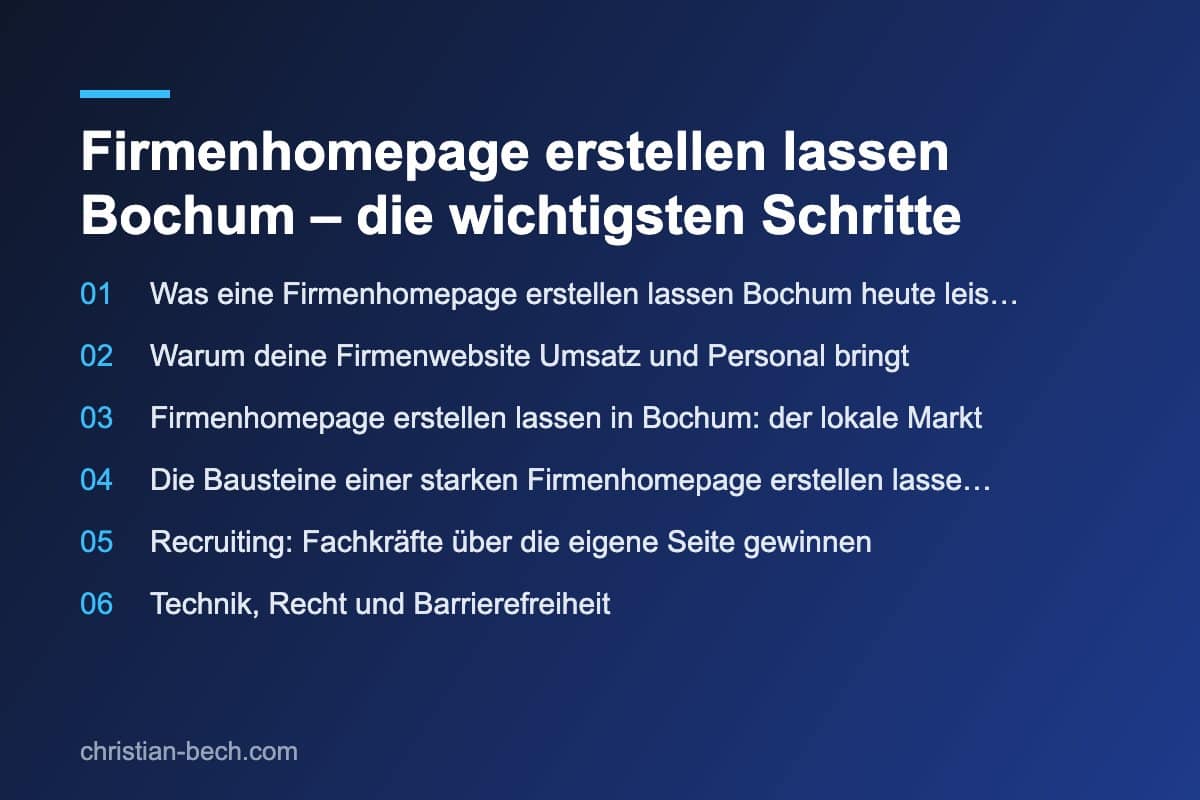 Firmenhomepage erstellen lassen Bochum – die wichtigsten Schritte