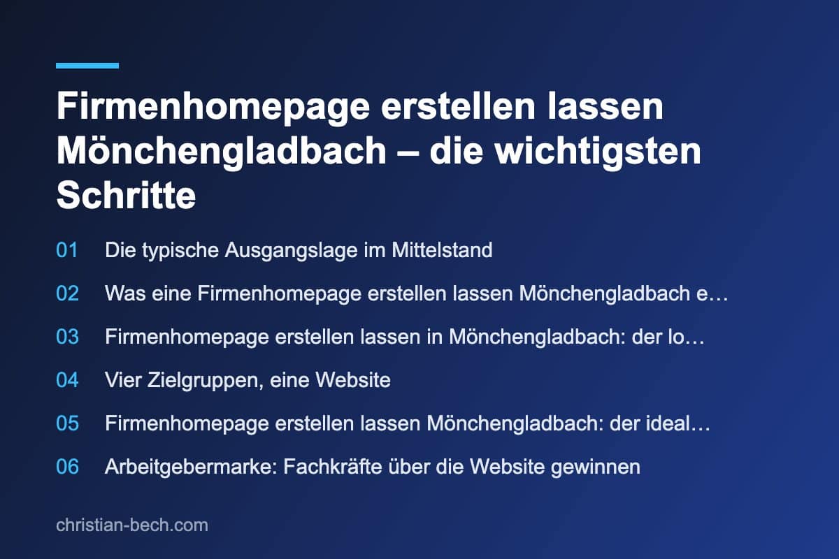 Firmenhomepage Mönchengladbach mit Christian Bech