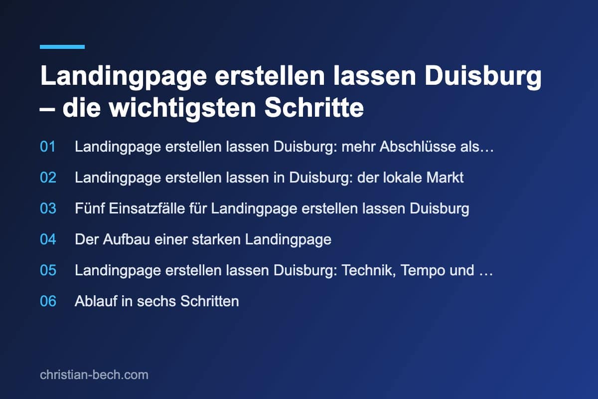 Landingpage erstellen lassen Duisburg – die wichtigsten Schritte