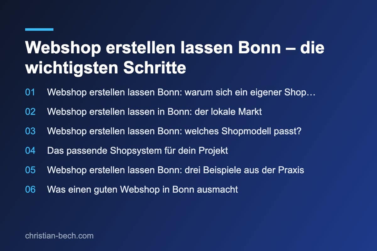 Webshop erstellen lassen Bonn – die wichtigsten Schritte