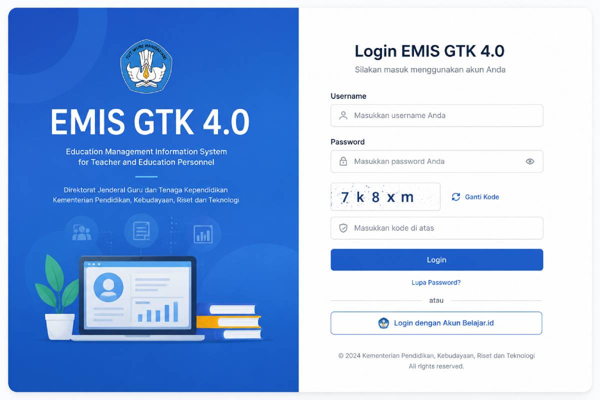 Panduan Login EMIS GTK 4.0 Terbaru 2026 dan Solusi Gagal Masuk
