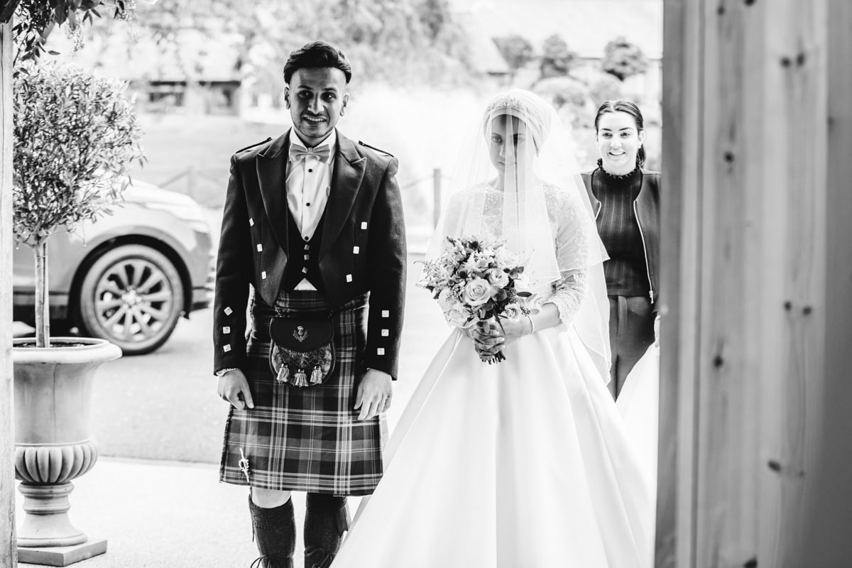 Bride and her brother at Colshaw Hall