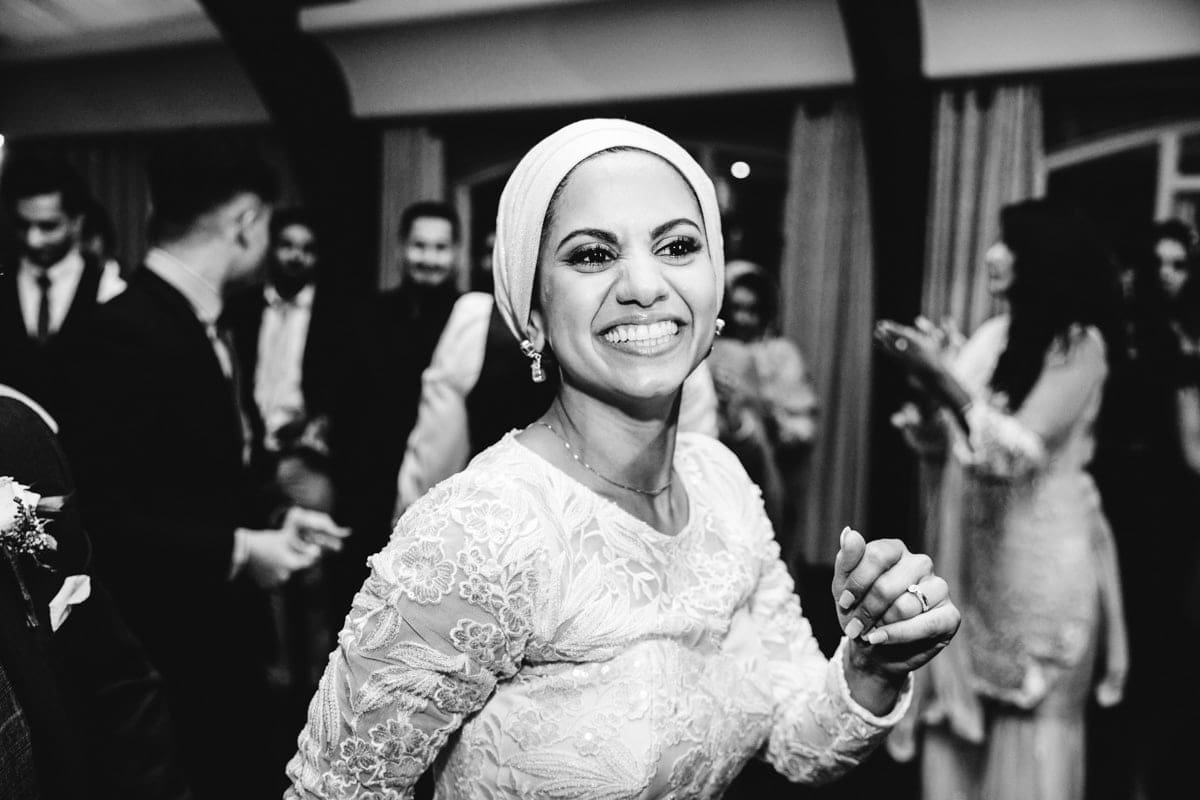 bride at colshaw hall enjoying her party