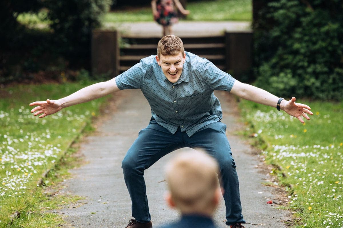 Dad about to catch son