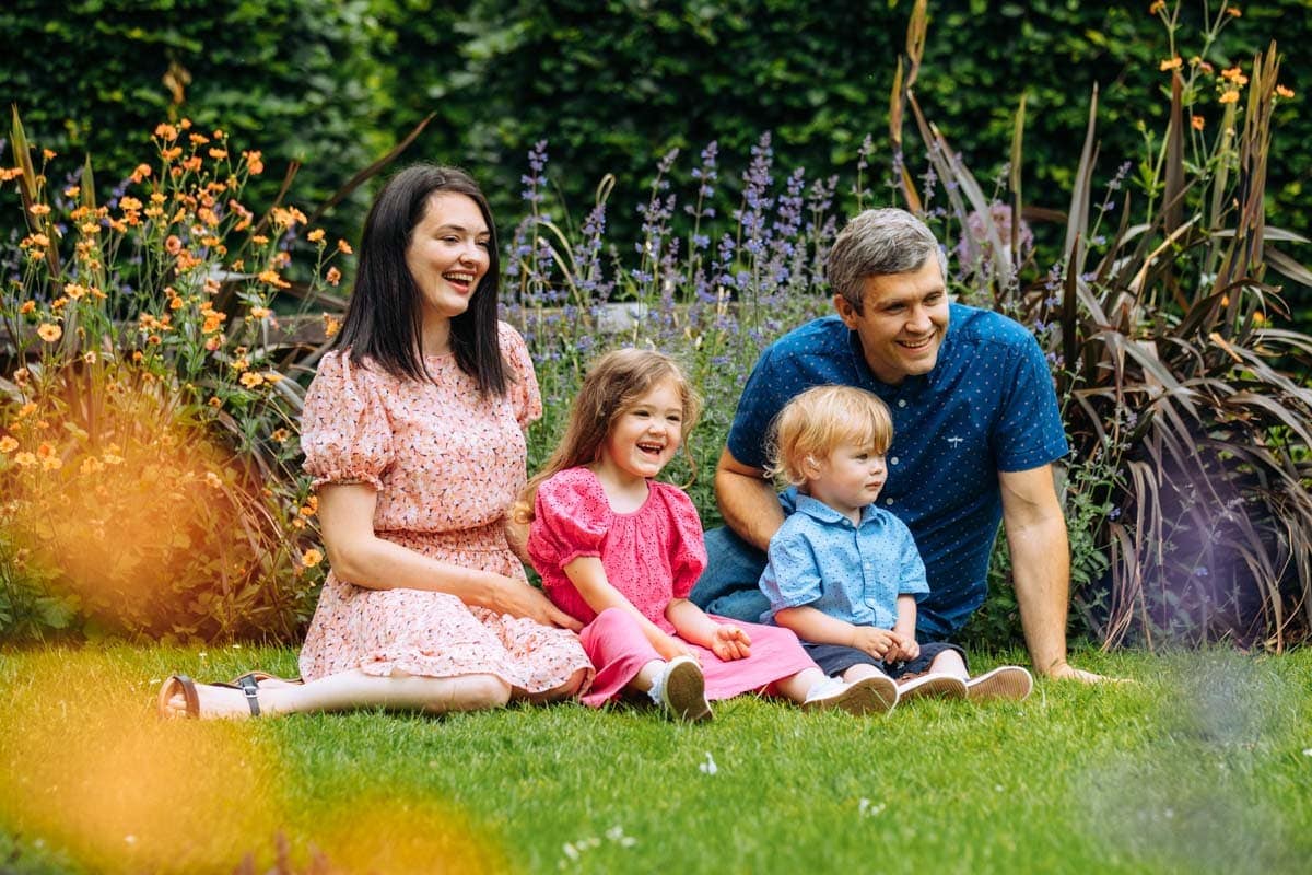 Family Photoshoot with mum dad and kids at walkden gardens