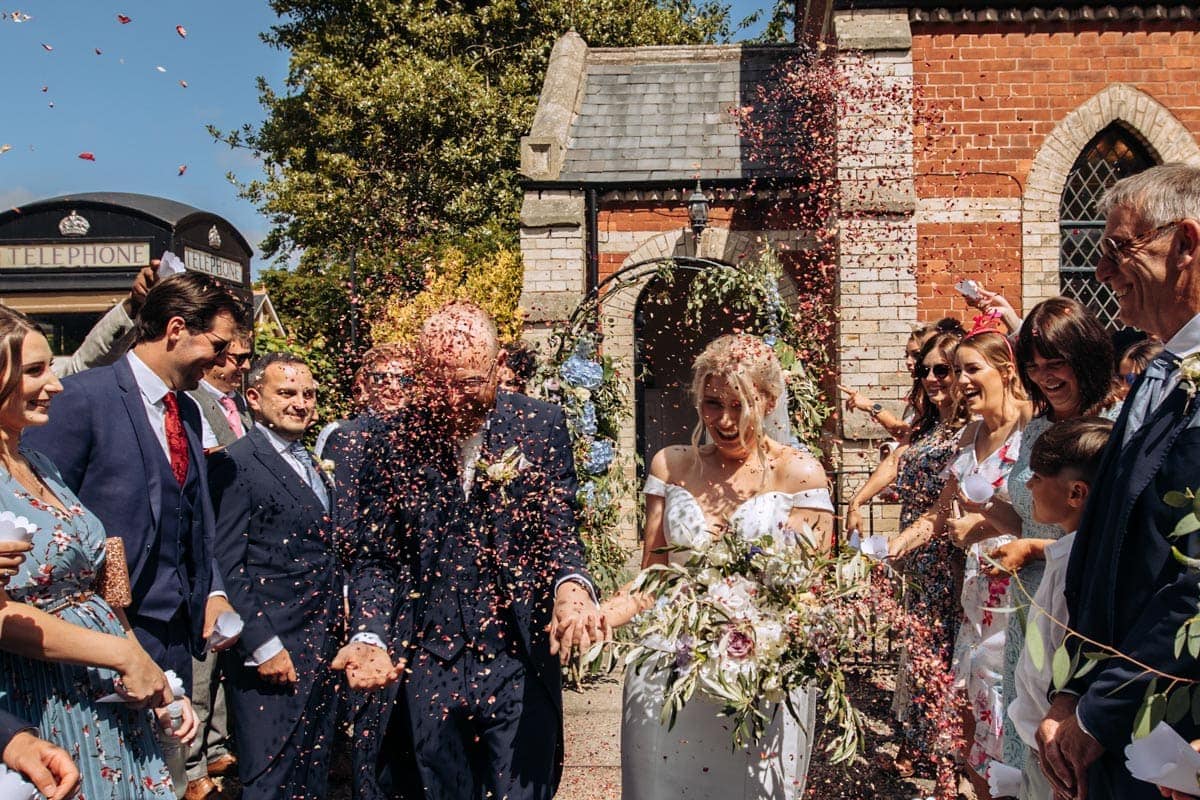 confetti at eshott hall chapel