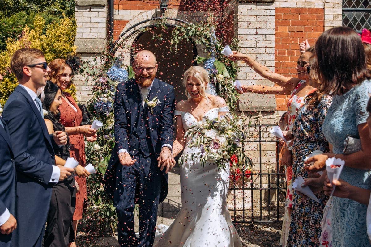 confetti at eshott hall chapel