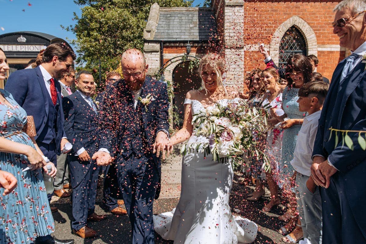 confetti at eshott hall chapel