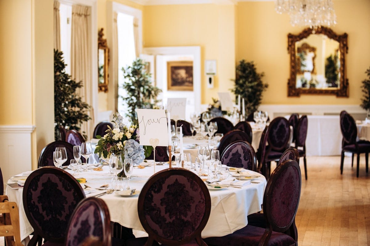 wedding breakfast room at eshott hall northumberland wedding venue