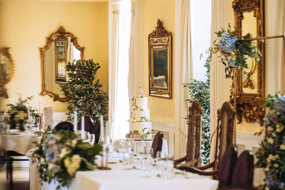wedding breakfast room at eshott hall northumberland wedding venue