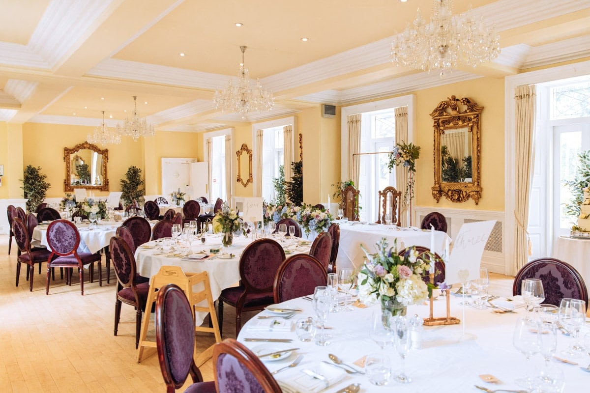 wedding breakfast room at eshott hall northumberland wedding venue