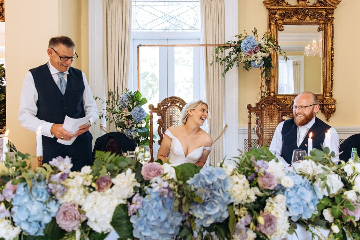 wedding breakfast room at eshott hall northumberland wedding venue