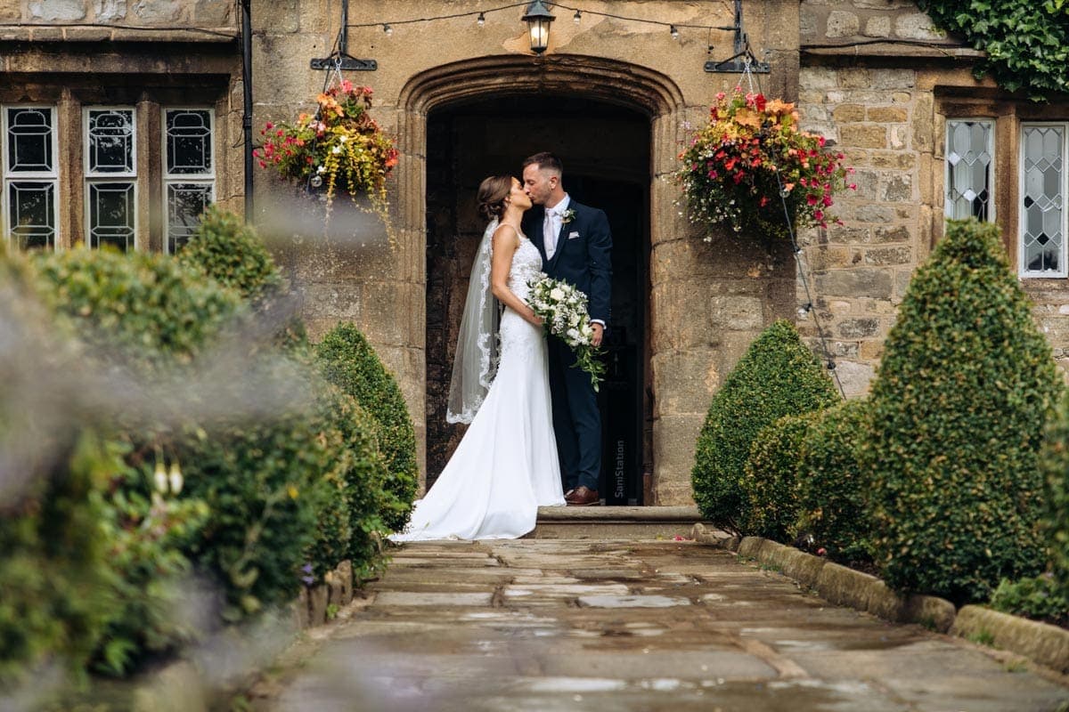 Bride and groom photos outside new stirk house wedding venue cheshire