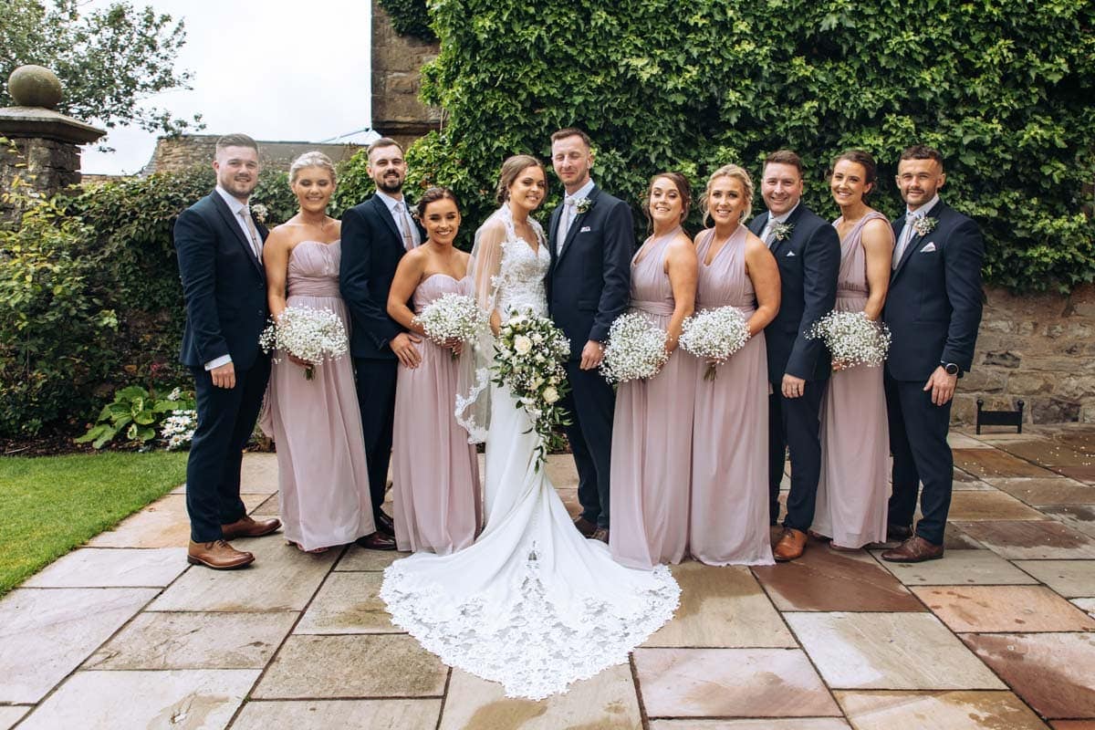 Bride and groom photos outside new stirk house wedding venue cheshire