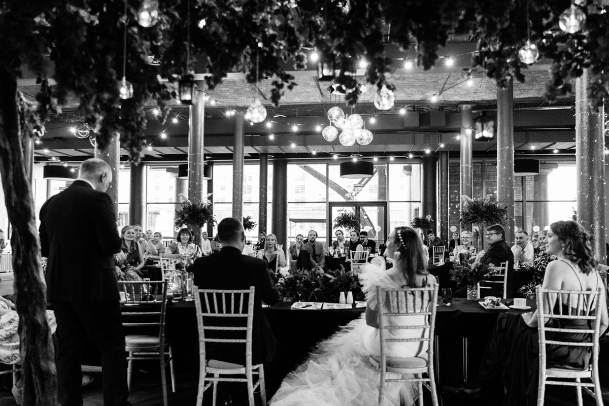 wedding breakfast room set up for a wedding at the titanic hotel liverpool