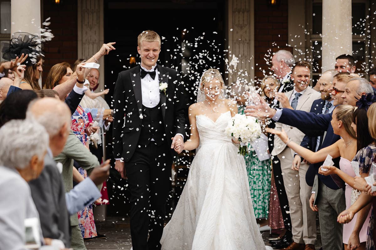 bride and groom during the ceremony at eaves hall wedding venue