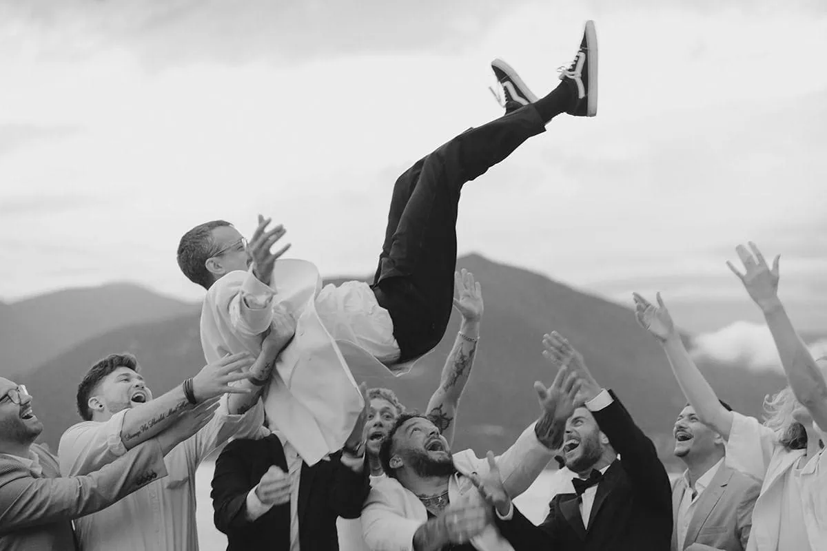 groomsmen having fun