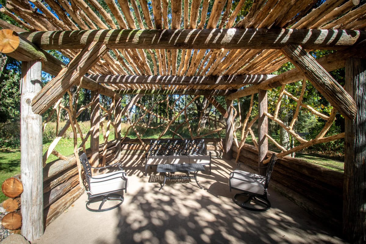 log Pergola with furniture