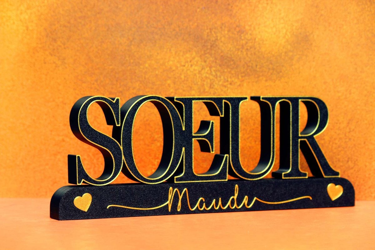 Support GRANDE SŒUR Personnalisé – Cadeau Inoubliable avec Prénoms en 3D | MonCadeau3D