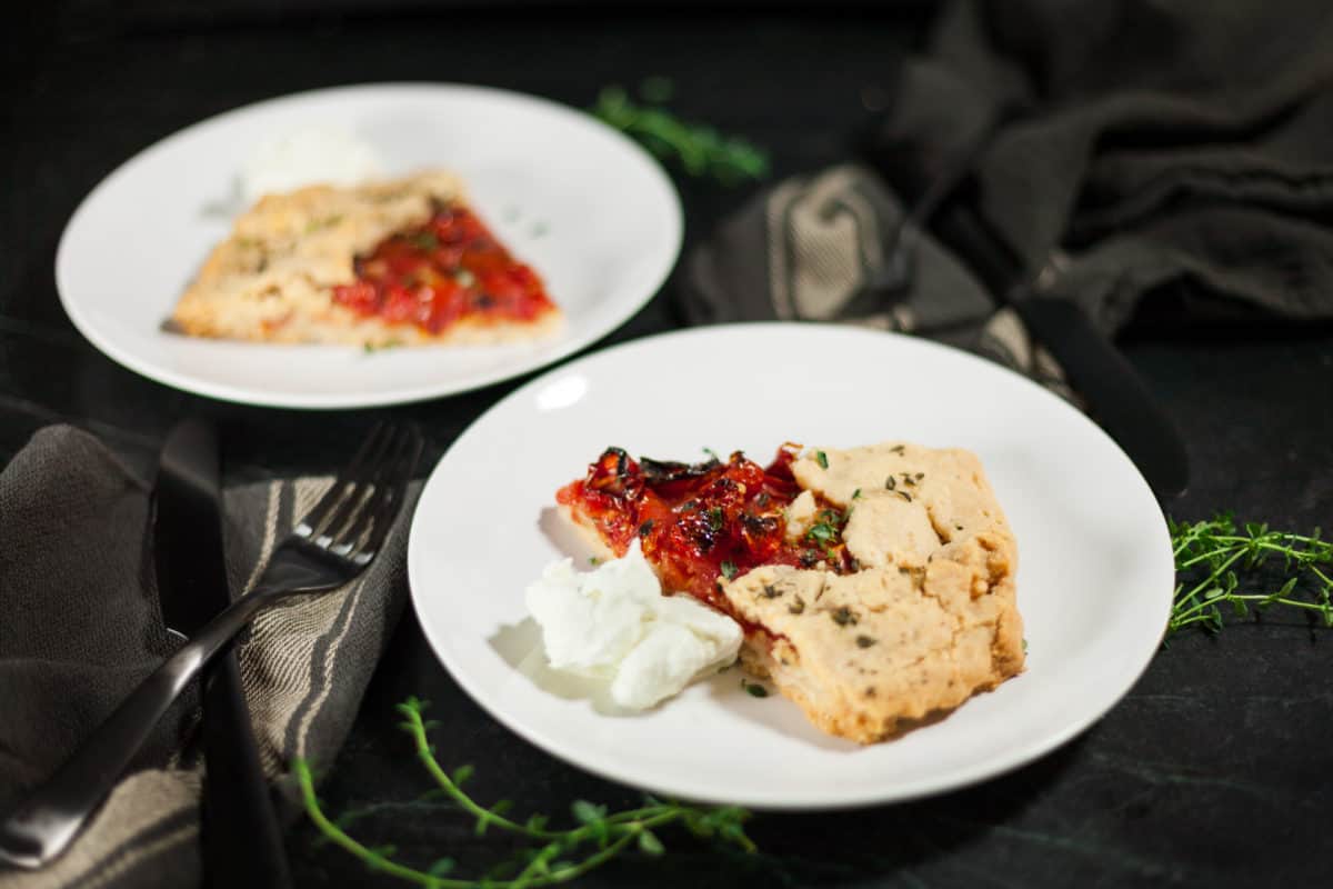 Roasted Tomato Galette with Blue Cheese Whipped Cream