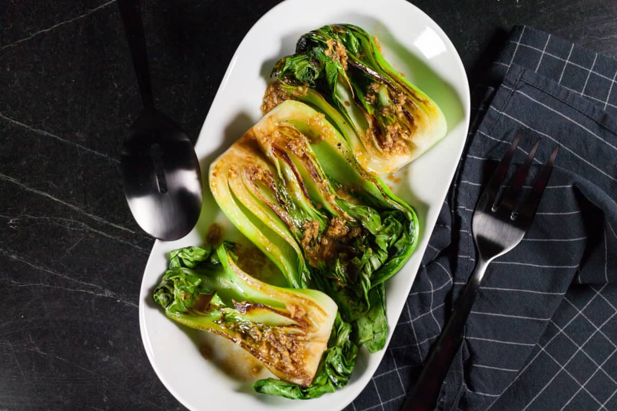 Seared Bok Choy with Garlic and Ginger