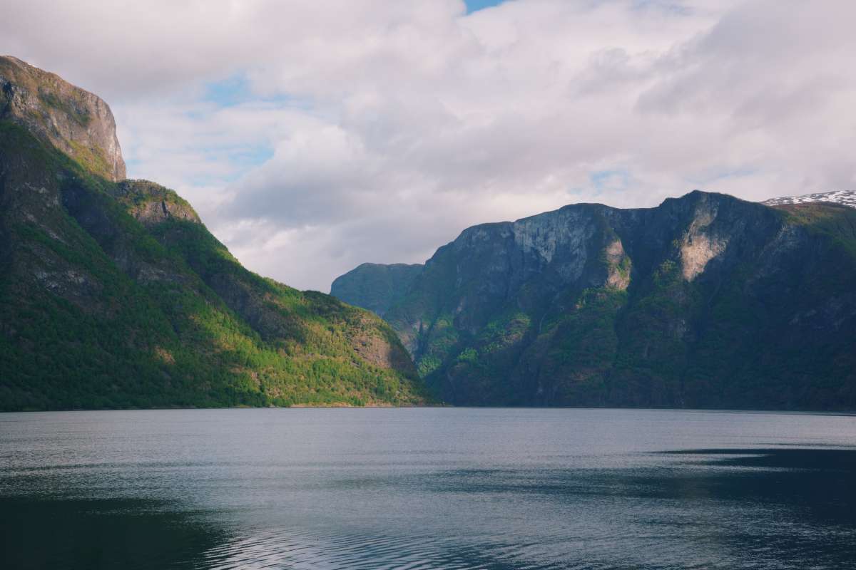 view of aurlandsfjord, one of the most famous fjords outside bergen, norway