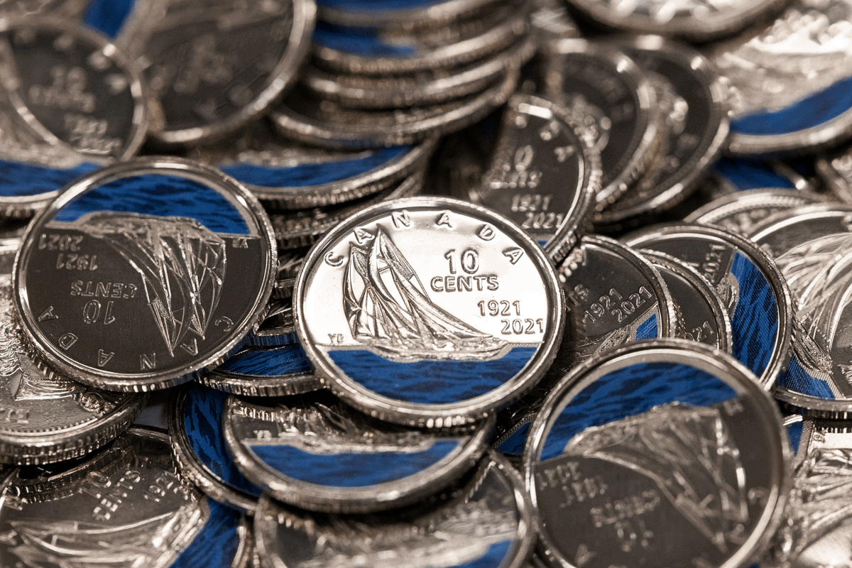 Cool and colourful NEW Canadian dimes celebrate the 100th Anniversary of Bluenose