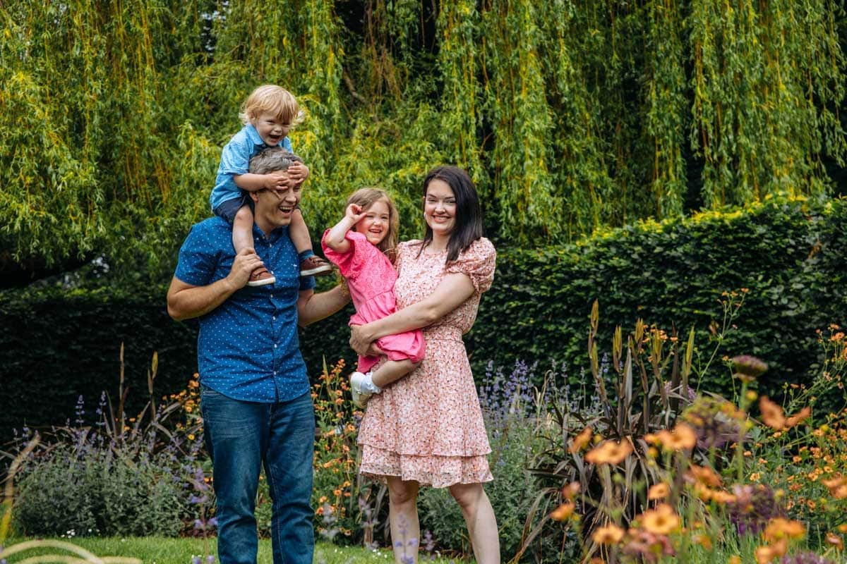 Family Photoshoot with mum dad and kids at walkden gardens