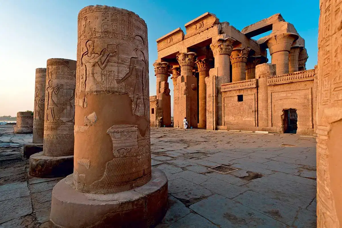 Kom Ombo Temple columns beside the Nile